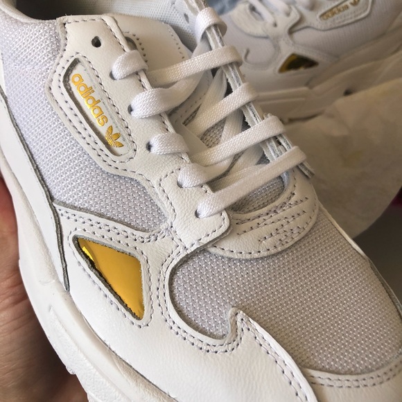 adidas | Shoes | Adidas New Falcon White Gold Accent Sneakers | Poshmark